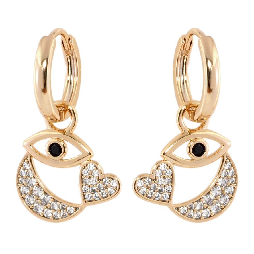 Сережки Xuping Позолота 18K підвіски на колечках Декоративні підвіски з цирконієм 2 в 1 фото №1