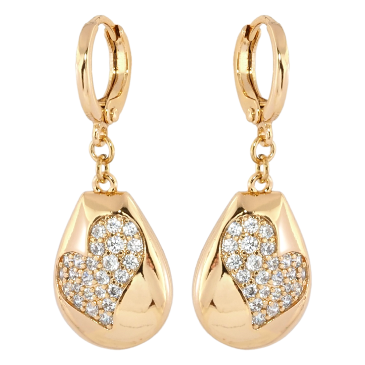 Серьги Xuping Позолота 18K подвески на колечках Сердечки с цирконием фото №19
