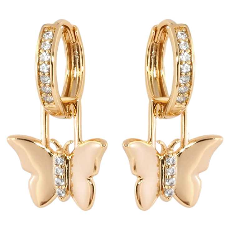 Сережки Xuping Позолота 18K підвіски на колечках Метелики 2 в 1 фото №15