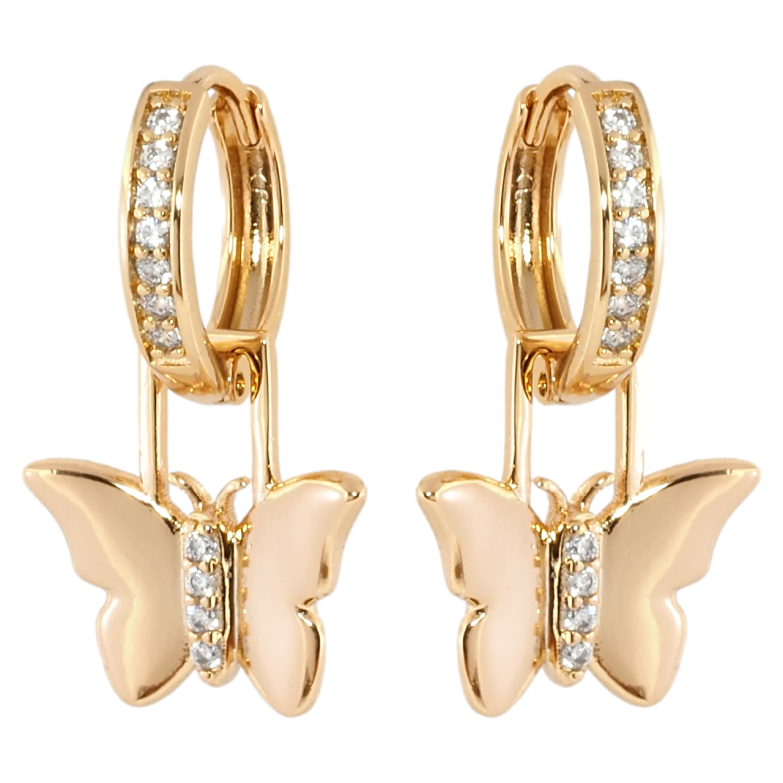 Сережки Xuping Позолота 18K підвіски на колечках Метелики 2 в 1 фото №9