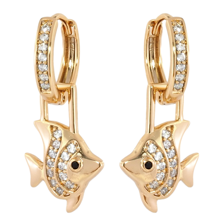 Серьги Xuping Позолота 18K подвески на колечках Рыбки 2 в 1 фото №18 Серьги Xuping Позолота 18K подвески на колечках Рыбки 2 в 1 фото №18