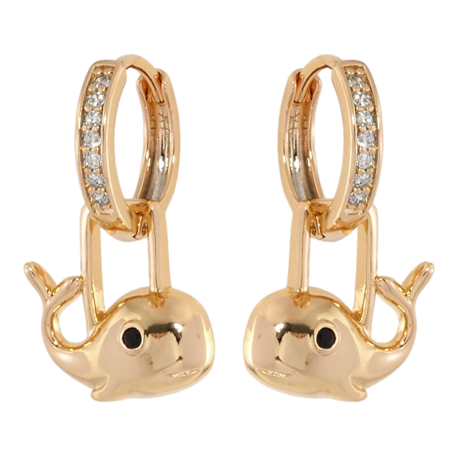 Сережки Xuping Позолота 18K підвіски на колечках Кити 2 в 1 фото №1