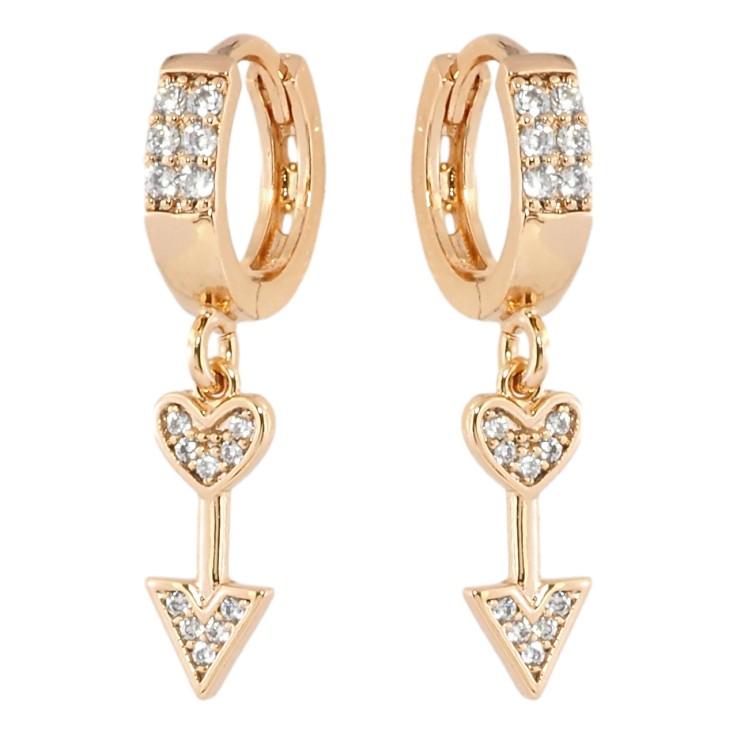 Серьги Xuping Позолота 18K подвески на колечках Стрелы с сердечками фото №18