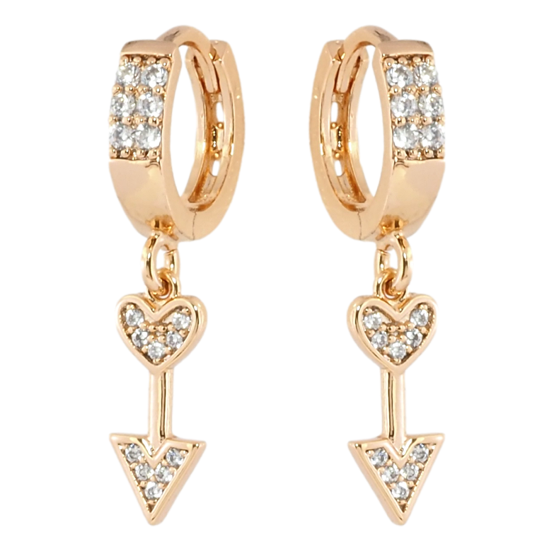 Серьги Xuping Позолота 18K подвески на колечках Стрелы с сердечками фото №15