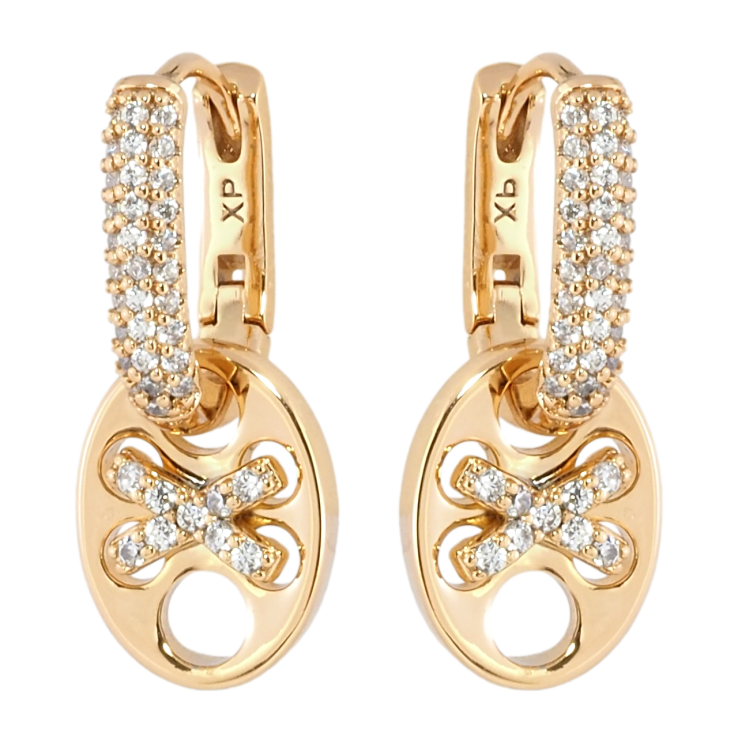 Серьги Xuping Позолота 18K подвески на колечках Овальные подвески с инкрустацией цирконием 2 в 1 фото №25