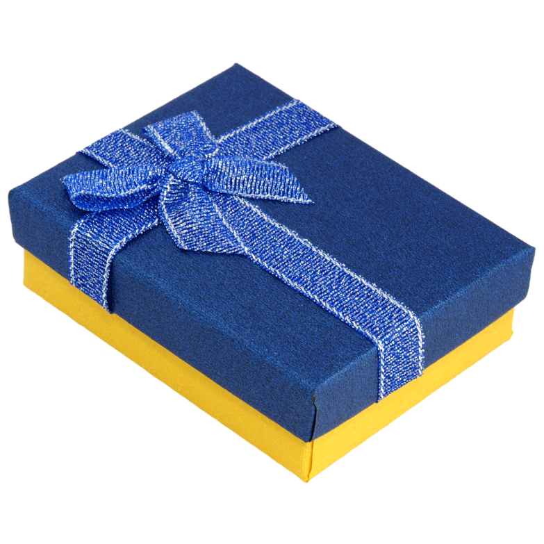 Подарункова синьо- жовта коробка з бантом Універсальна (Каблучка, Кулон, Сережки) Розмір 7х9см, h = 2.5см фото №1