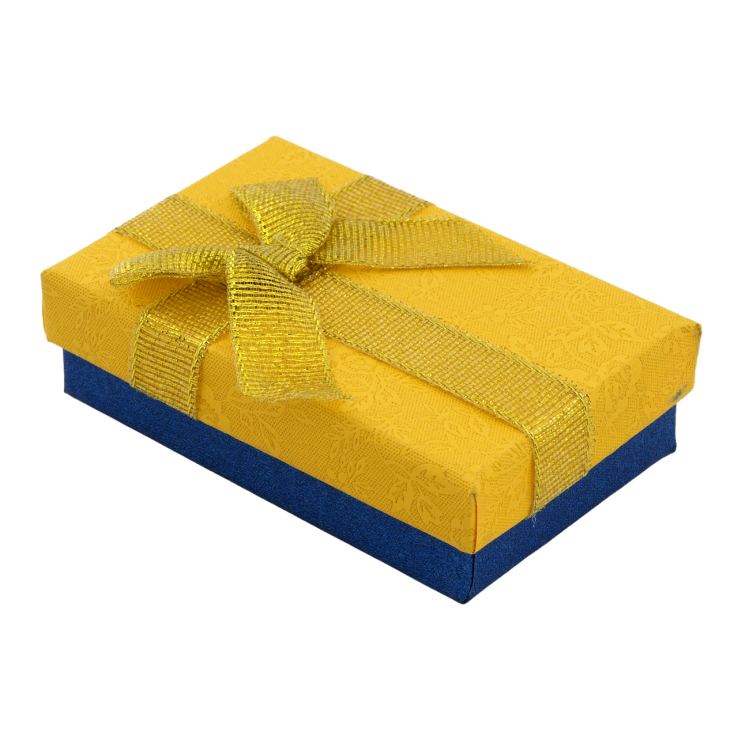 Подарункова жовто- блакитна коробка з бантом Універсальна (Каблучка, Кулон, Сережки) Розмір 5х8см, h = 2.5см фото №14 Подарункова жовто- блакитна коробка з бантом Універсальна (Каблучка, Кулон, Сережки) Розмір 5х8см, h = 2.5см фото №14