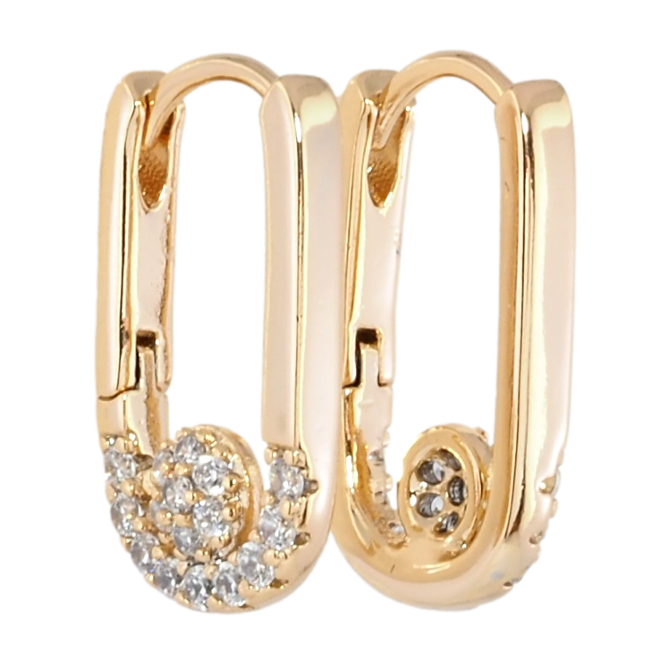 Серьги Xuping Позолота 18K колечки Боковой узор цирконием фото №2