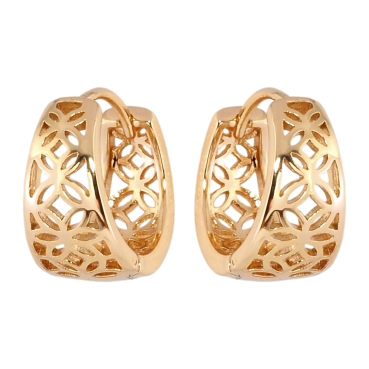 Серьги Xuping Позолота 18K колечки Резной цветочный узор фото №17