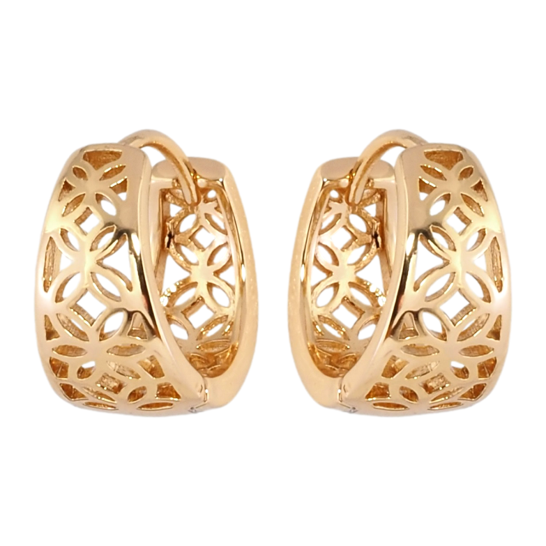 Серьги Xuping Позолота 18K колечки Резной цветочный узор фото №11