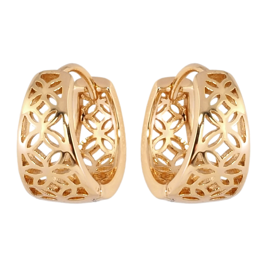 Серьги Xuping Позолота 18K колечки Резной цветочный узор фото №1