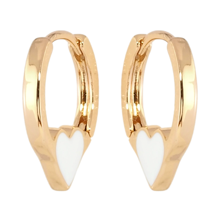 Сережки Xuping Позолота 18K колечка Бічний візерунок білі серця емаллю фото №9 Сережки Xuping Позолота 18K колечка Бічний візерунок білі серця емаллю фото №9