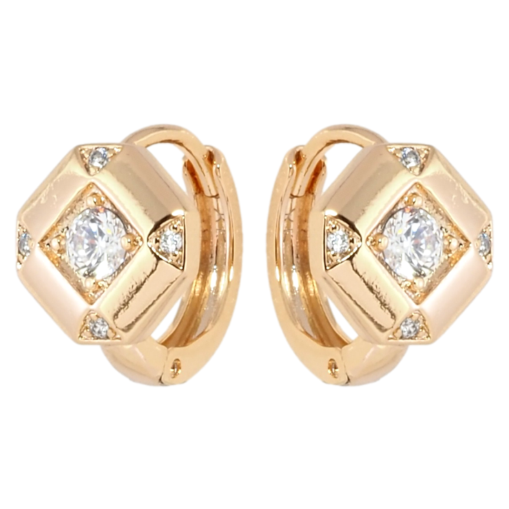 Серьги Xuping Позолота 18K колечки Ромбовый узор с цирконием фото №16
