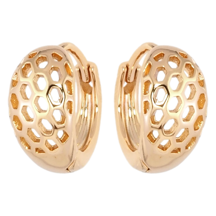 Серьги Xuping Позолота 18K колечки Резной узор соты фото №18