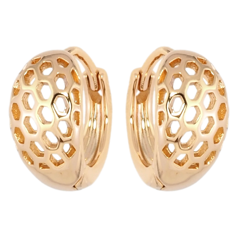 Сережки Xuping Позолота 18K колечка Різьблений візерунок стільники фото №1