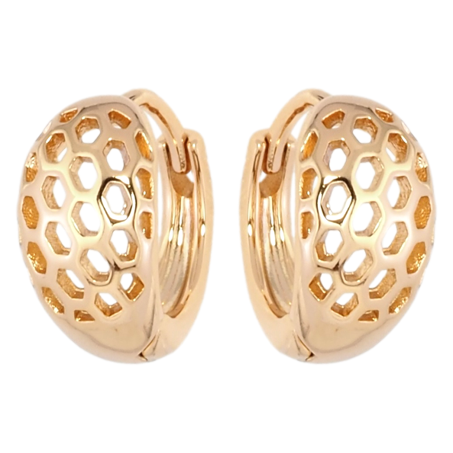 Серьги Xuping Позолота 18K колечки Резной узор соты фото №1