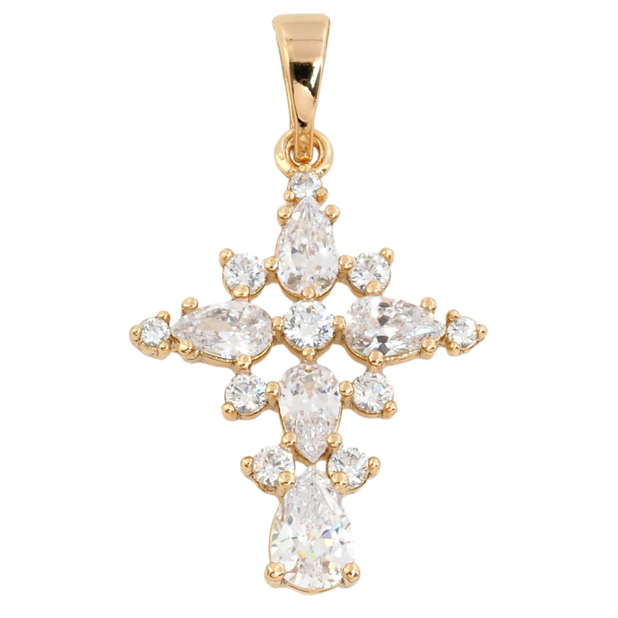 Кулон Xuping Позолота 18K Кристальный Крест для цепочки до 5мм фото №1
