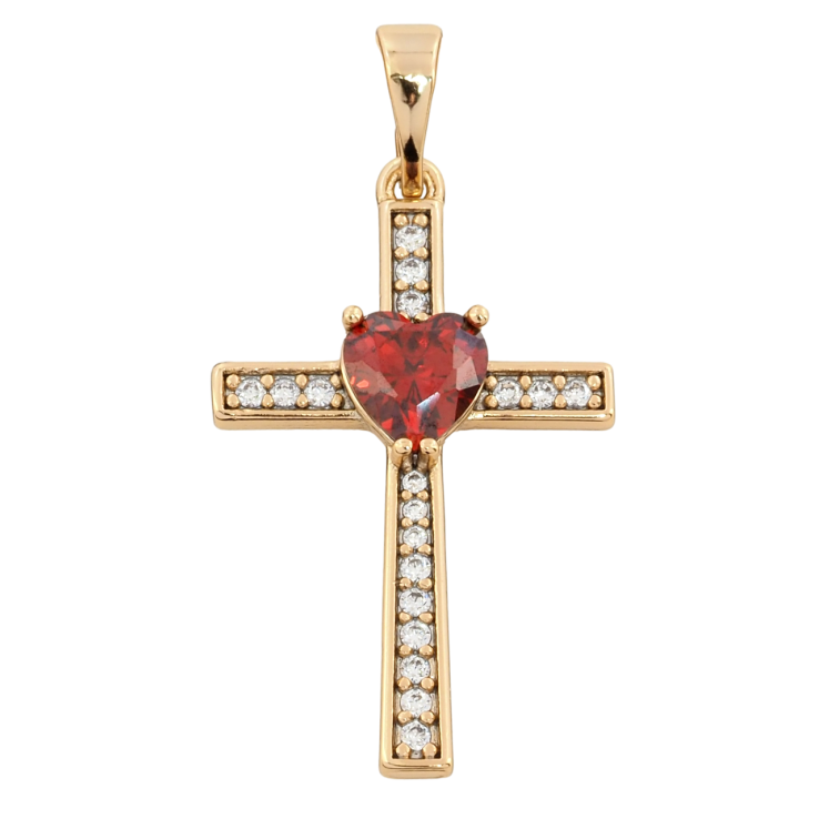 Кулон Xuping Позолота 18K Крест с цирконием и красным кристальным сердцем для цепочки до 5мм фото №19 Кулон Xuping Позолота 18K Крест с цирконием и красным кристальным сердцем для цепочки до 5мм фото №19