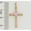 Кулон Xuping Позолота 18K Крест с  цирконием и розовым кристальным сердцем для цепочки до 5мм фото №2