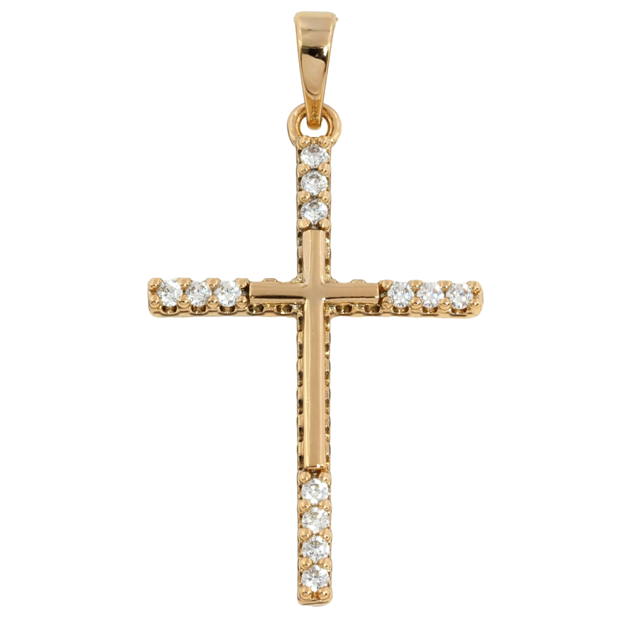 Кулон Xuping Позолота 18K Хрест із цирконієм для ланцюжка до 6мм фото №1