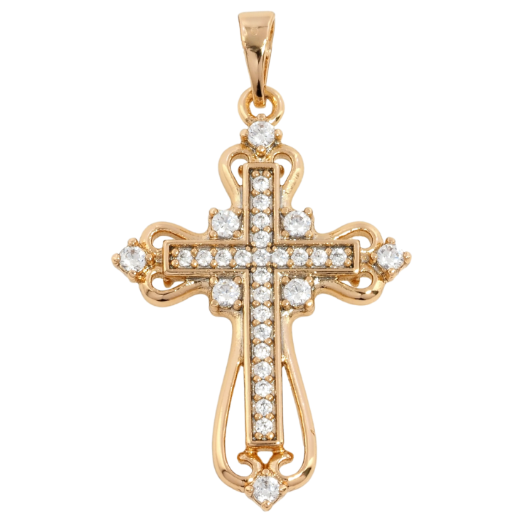 Кулон Xuping Позолота 18K Крест с цирконием для цепочки до 5мм фото №9 Кулон Xuping Позолота 18K Крест с цирконием для цепочки до 5мм фото №9
