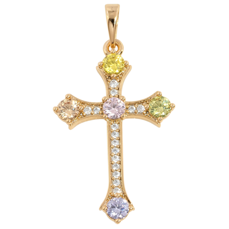 Кулон Xuping Позолота 18K Крест с цирконием и разноцветными фианитами для цепочки до 6мм фото №20 Кулон Xuping Позолота 18K Крест с цирконием и разноцветными фианитами для цепочки до 6мм фото №20