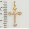 Кулон Xuping Позолота 18K Хрест з цирконієм та різнокольоровими фіанітами для ланцюжка до 6мм фото №2