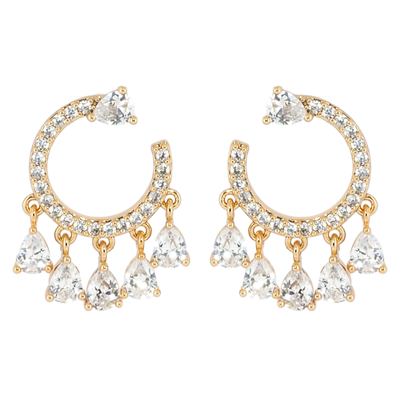 Серьги Xuping Позолота 18K пусеты Кристальные подвески фото №1 Серьги Xuping Позолота 18K пусеты Кристальные подвески фото №1