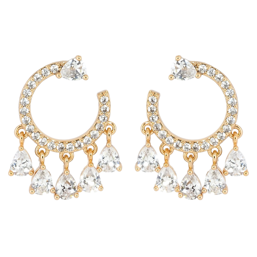 Серьги Xuping Позолота 18K пусеты Кристальные подвески фото №1 Серьги Xuping Позолота 18K пусеты Кристальные подвески фото №1