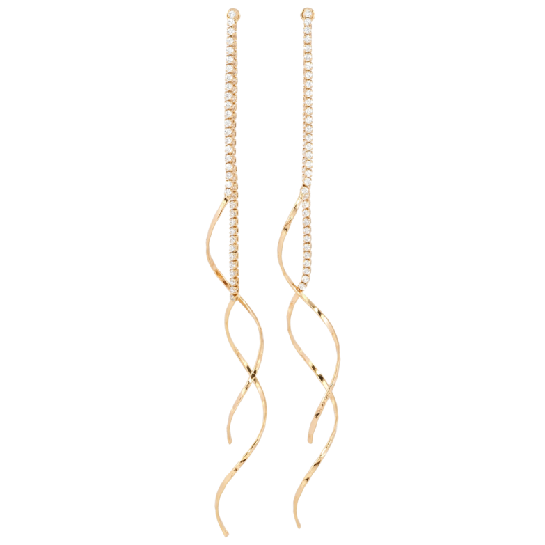 Серьги Xuping Позолота 18K пусеты Витые подвески с дорожками циркония фото №1