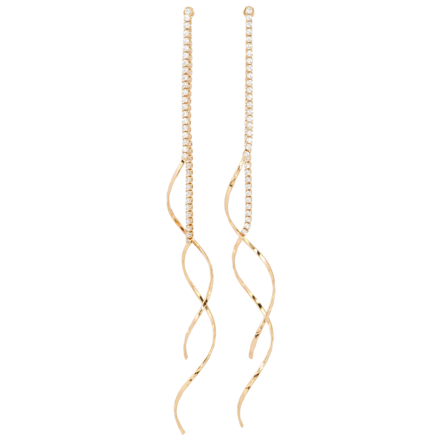 Серьги Xuping Позолота 18K пусеты Витые подвески с дорожками циркония фото №1