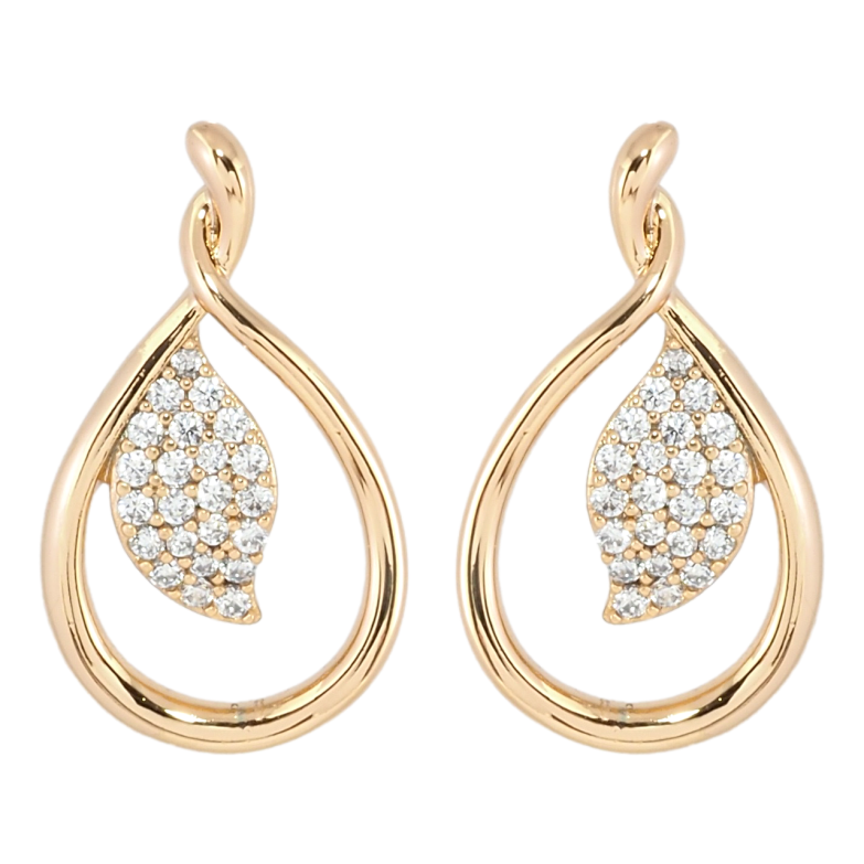 Сережки Xuping Позолота 18K пусети Петельки з листочками фото №1 Сережки Xuping Позолота 18K пусети Петельки з листочками фото №1