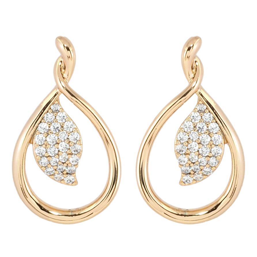 Серьги Xuping Позолота 18K пусеты Петельки с листиками фото №1