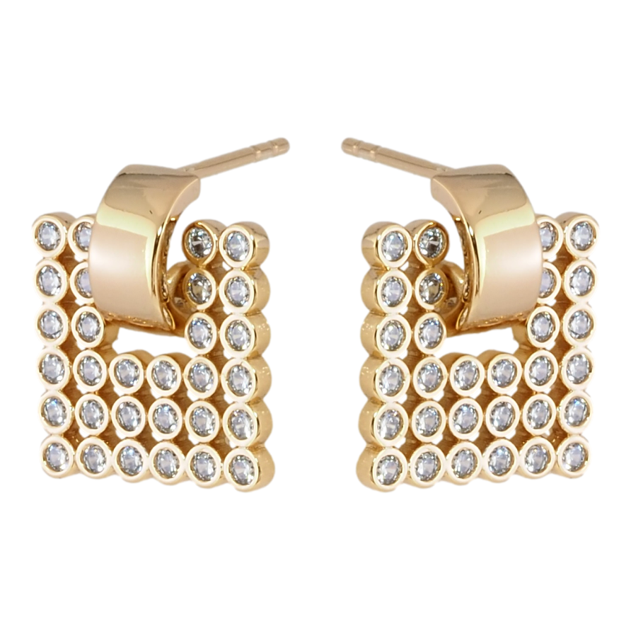 Серьги Xuping Позолота 18K пусеты Квадратные подвески с цирконием фото №1 Серьги Xuping Позолота 18K пусеты Квадратные подвески с цирконием фото №1
