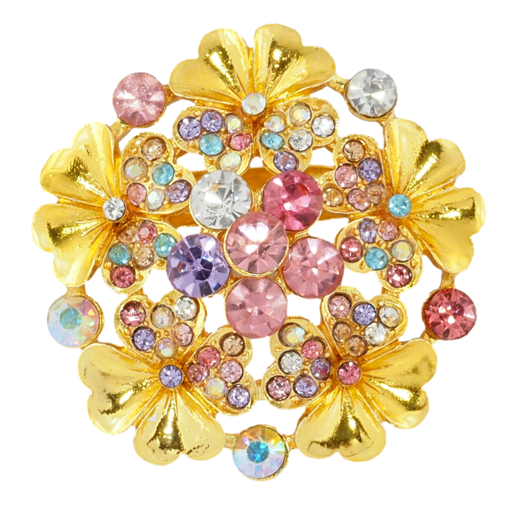 Брошь Цветок с разноцветными стразами фото №25