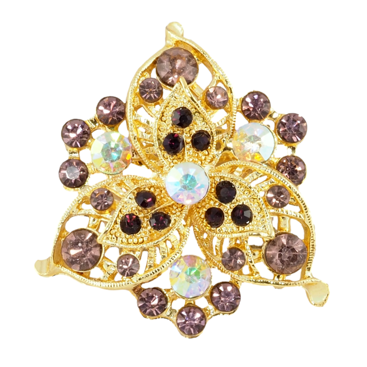 Брошка Квітка з бордовими стразами фото №17