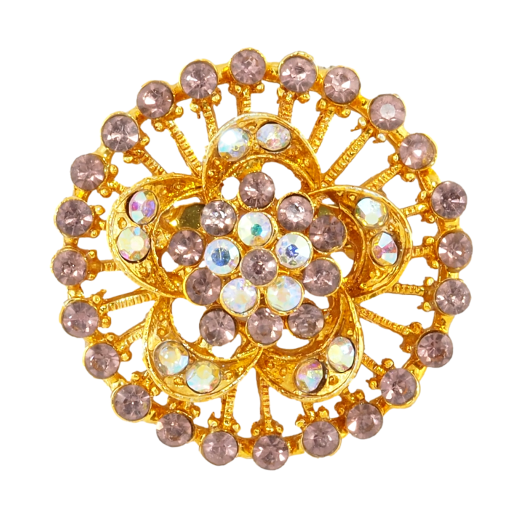 Брошка Квітка зі світло-бордовими стразами фото №16