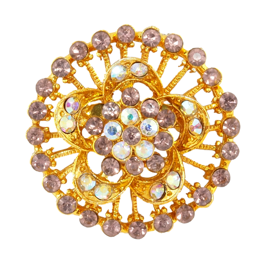 Брошка Квітка зі світло-бордовими стразами фото №1