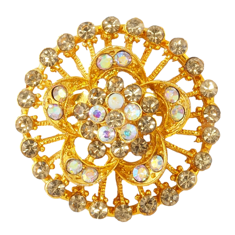 Брошка Квітка з золотистими стразами фото №24