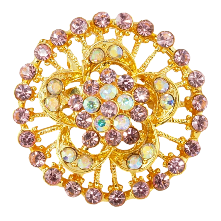 Брошь Цветок с розовыми стразами фото №19