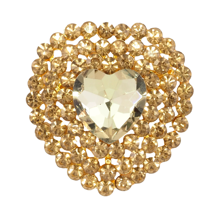 Брошка Серце із золотистих страз фото №7
