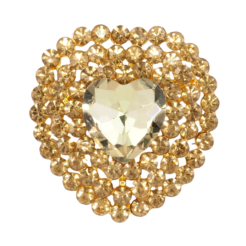 Брошка Серце із золотистих страз фото №1