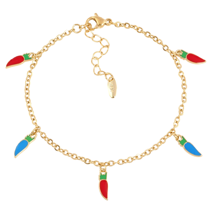 Браслет Xuping Позолота 18K Цепочка с подвесками перчинки размер с доп.цепочкой 16.5-20см х 2мм фото №12