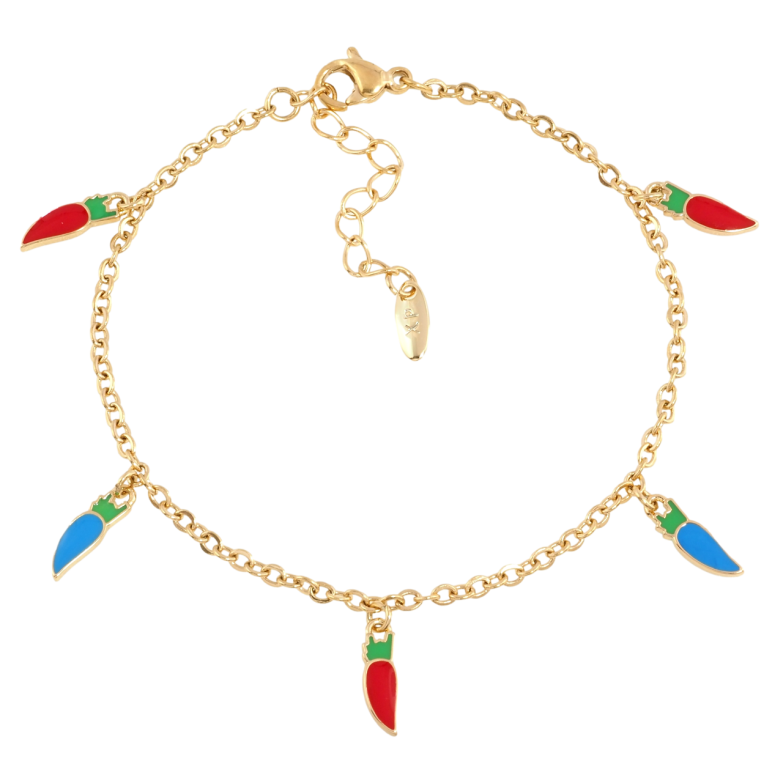 Браслет Xuping Позолота 18K Ланцюжок з підвісками перчинки довжина з дод. ланцюжком 16.5-20см х 2мм фото №1