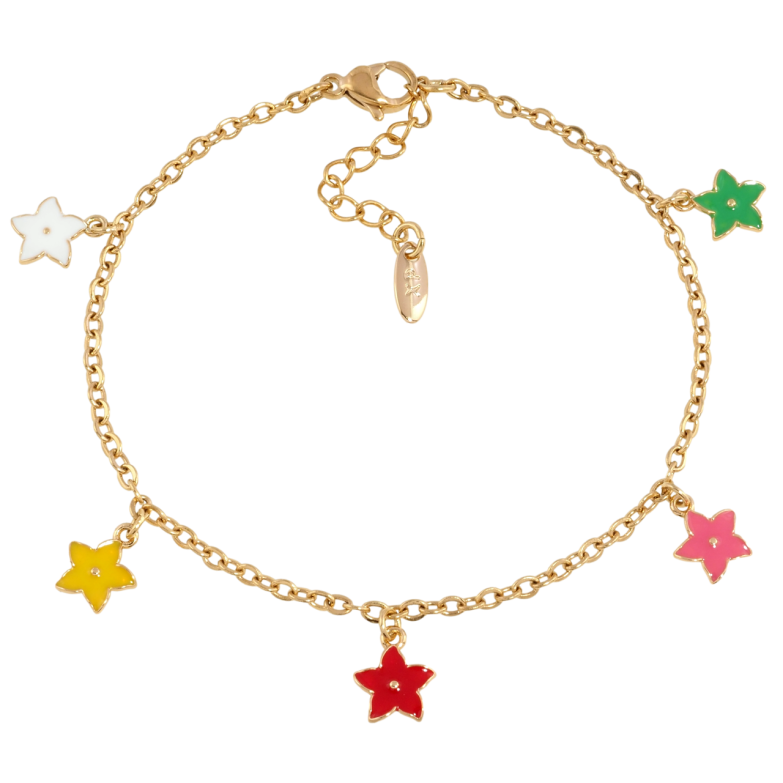 Браслет Xuping Позолота 18K Цепочка с подвесками цветочки размер с доп.цепочкой 17-20см х 2мм фото №1