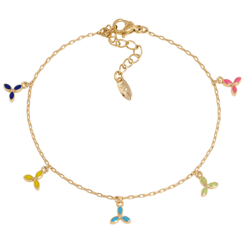 Браслет Xuping Позолота 18K Цепочка с подвесками цветочки размер с доп.цепочкой 17-20.5см х 1мм фото №1