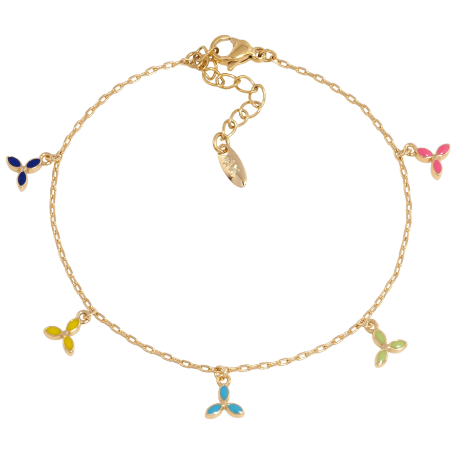 Браслет Xuping Позолота 18K Цепочка с подвесками цветочки размер с доп.цепочкой 17-20.5см х 1мм фото №1