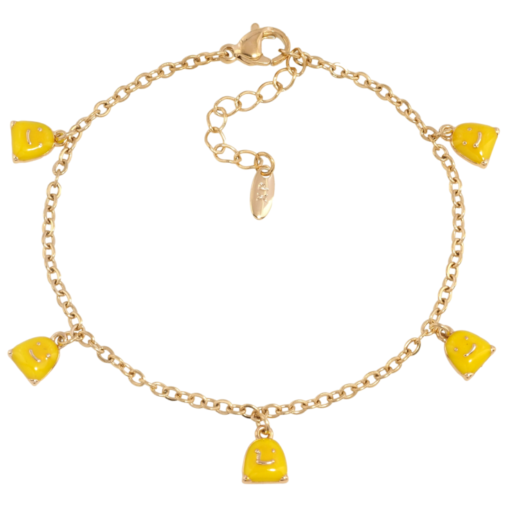 Браслет Xuping Позолота 18K Цепочка с желтыми эмалевыми подвесками размер с доп.цепочкой 17.5-20.5см х 2мм фото №21