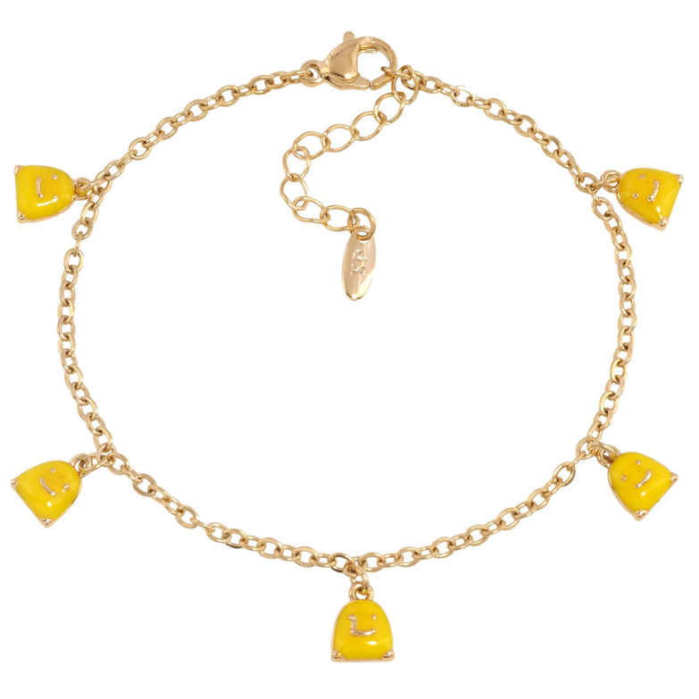 Браслет Xuping Позолота 18K Ланцюжок з жовтими емалевими підвісками довжина з дод. ланцюжком 17.5-20.5см х 2мм фото №1
