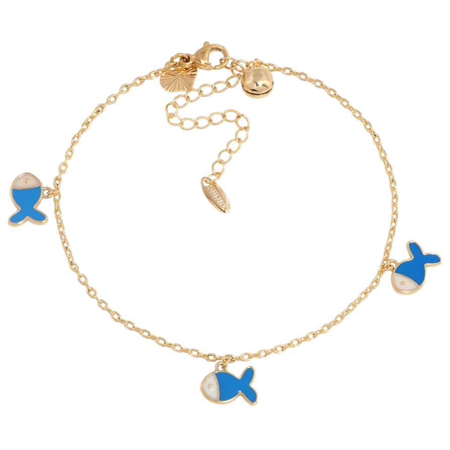 Браслет Xuping Позолота 18K на ногу Ланцюжок з підвісками рибки довжина з дод. ланцюжком 18.5-23.5см х 1мм фото №1